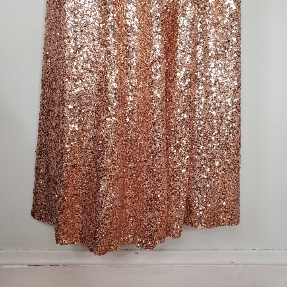 Watters Anzen 5300 Sequin Maxi Evening Dress Gown Rose Gold Wedding Size 10 - Picture 9 of 11